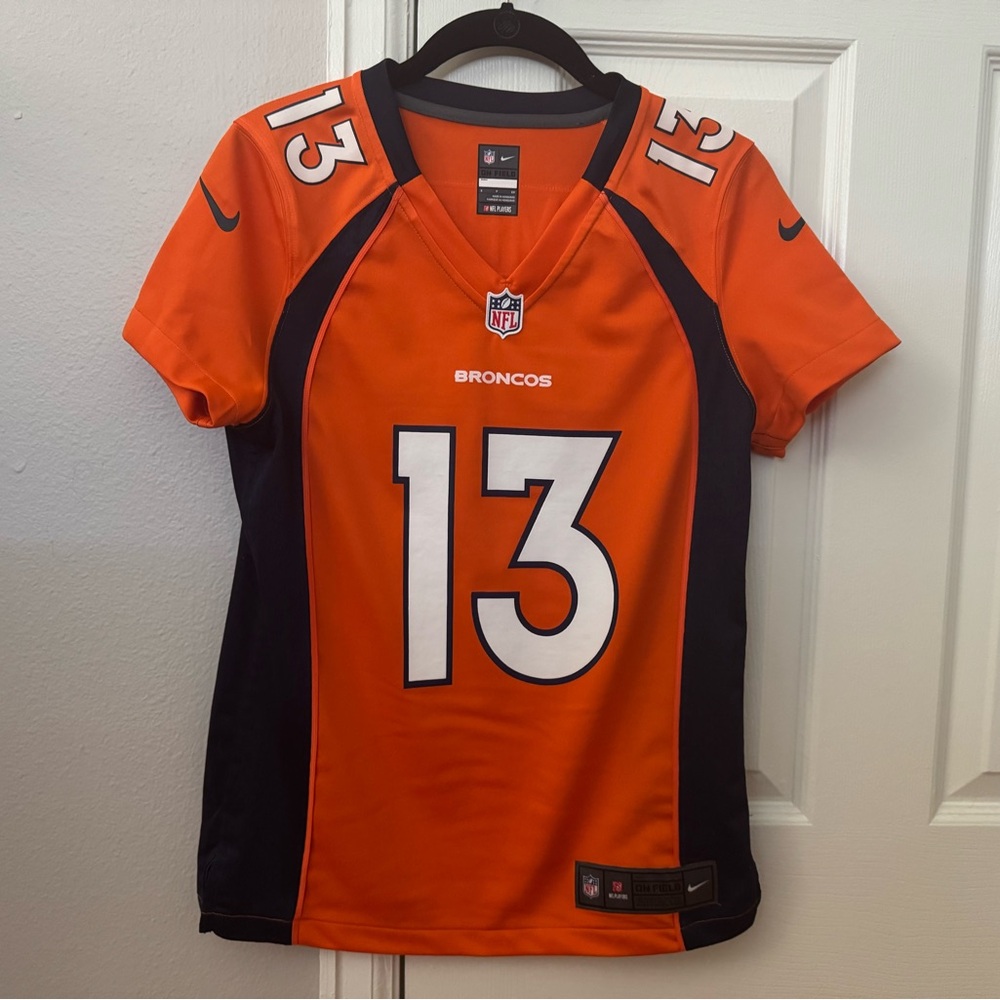 Women's NFL Denver Broncos On Field Game Jersey S Orange w Navy Accents Lucky 13